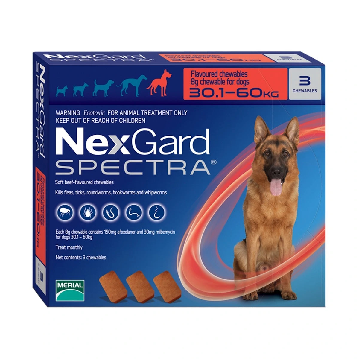 NexGard SPECTRA® Chewable Tablets for Extra Large Dogs (30kg-60kg)