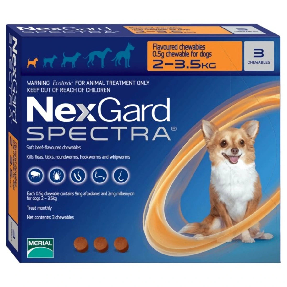 NexGard SPECTRA Chewable Tablets for Extra Small Dogs 2kg 3.5kg MyPetsVet